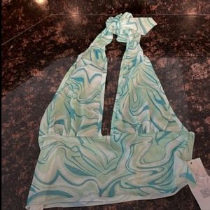 Romwe Multi pattern sheer halter crop top